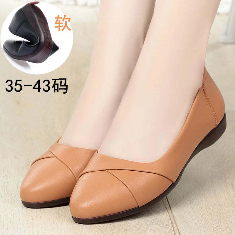 CINESSD 2023 Autumn Women Flat Shoes Leather Comfortable Bottom Big Zpaxo