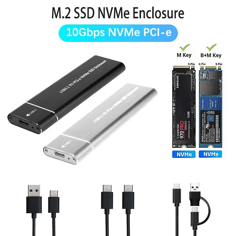 USB3 1 M 2 SSD Enclosure Mobile Case Supports NVME Protocol Type-c Zpaxo
