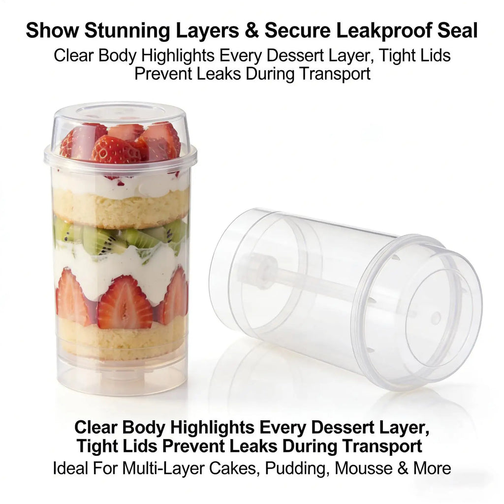 Cake Push Pop Containers Dessert Tubes Push Up Pop Containers with Stand & Lid for Home Dining Room Wedding Birthday Party Zpaxo