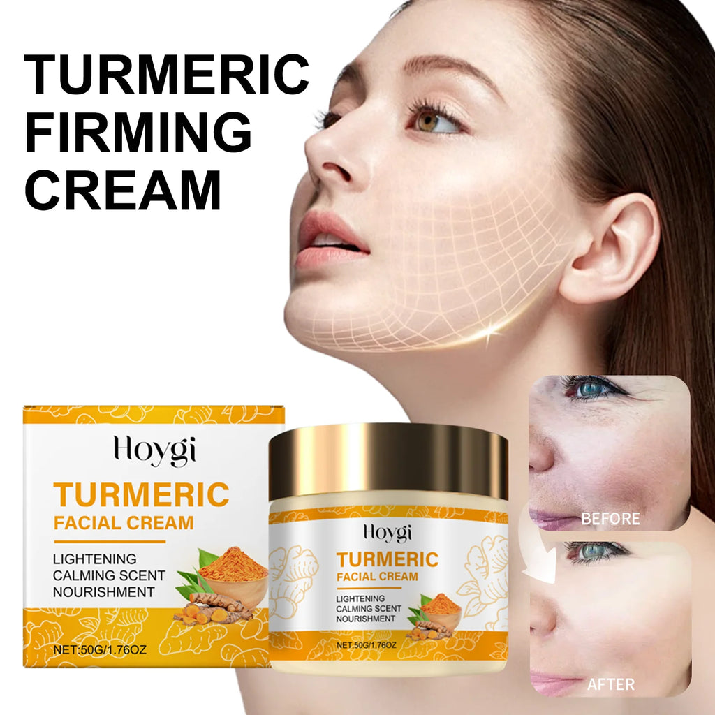 Hoygi Brightening Turmeric Face Moisturizer for Dry Sensitive Skin Hydrating Vitamin C Cream Anti Aging Daily Skincare Routine Zpaxo