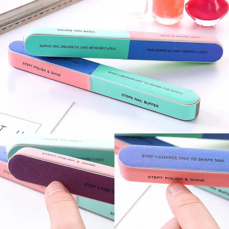 6-Sided EVA Nail File & Buffer – 7-Step Manicure Polishing Tool Nail File Buffer Zpaxo