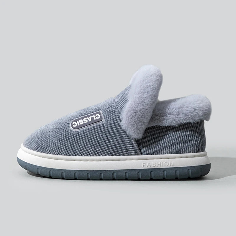 High-top Men's Winter Cotton Slippers Non-slip Warm Plush Fleece