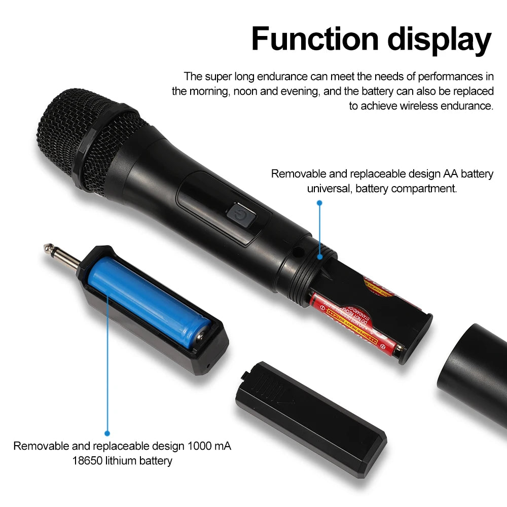 Wireless Microphone Handheld Micphone 2 Channels UHF Fixed Frequency