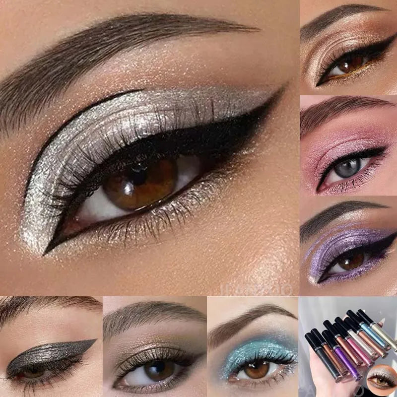 12 Liquid Eyeshadow Pearlescent Long-lasting Glitter Eyeliner