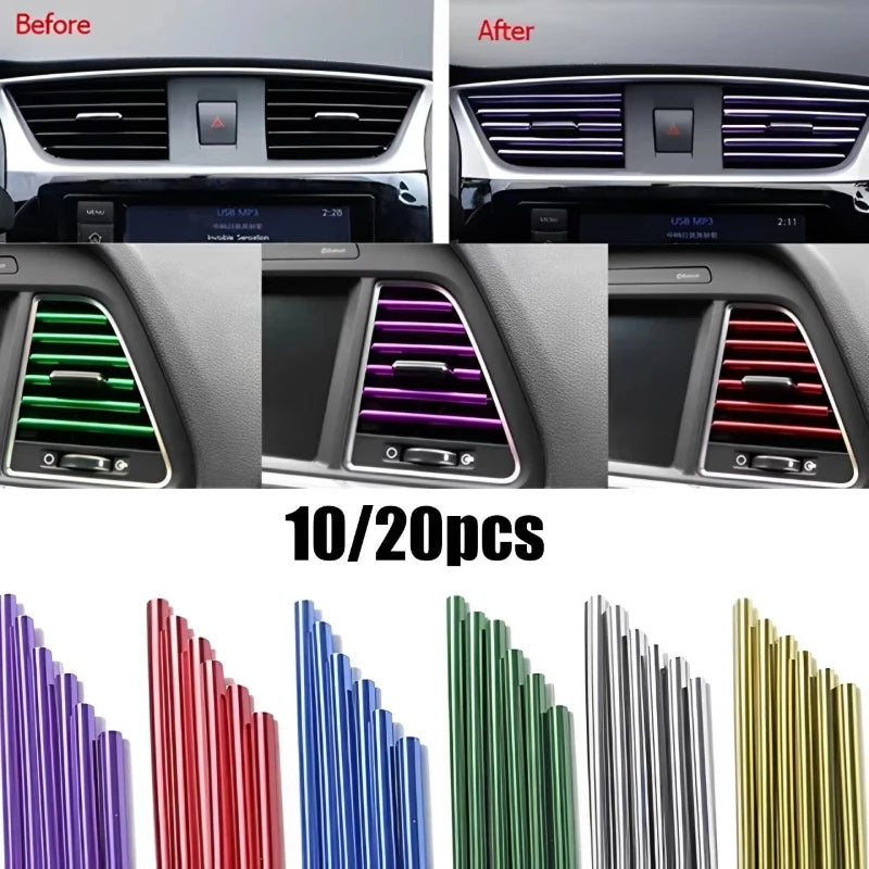 Car AC Vent Outlet U-Shape Trim Strips – 10/20 Pcs Moulding