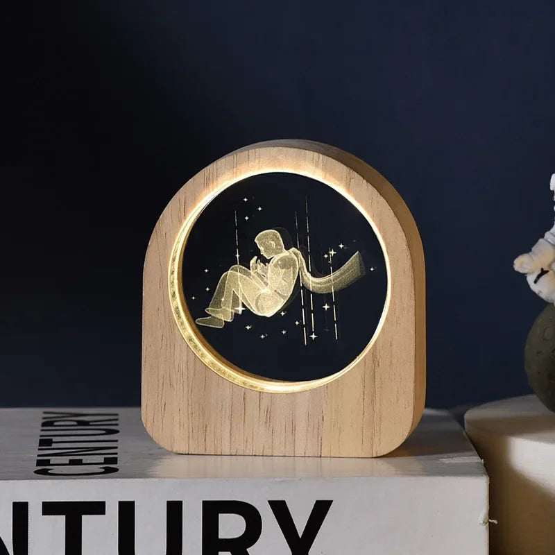 Creative Wooden Luminous Base 3D Carved Crystal Ball Desktop Decoration Gift Small Night Light Bedside Office Decoration Gift Zpaxo 10