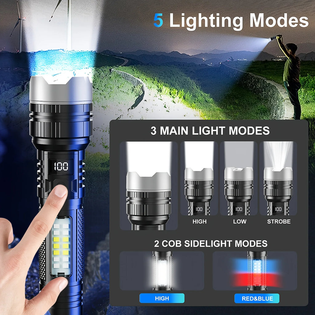 POCKETMAN 3800 Lumen LED Flashlight – 5 Modes USB Rechargeable