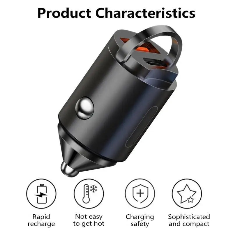 652F USB C Car Cigarettes Adapters USB PD20W QC3.0 2 Port Type C USB Car Adapters Zpaxo