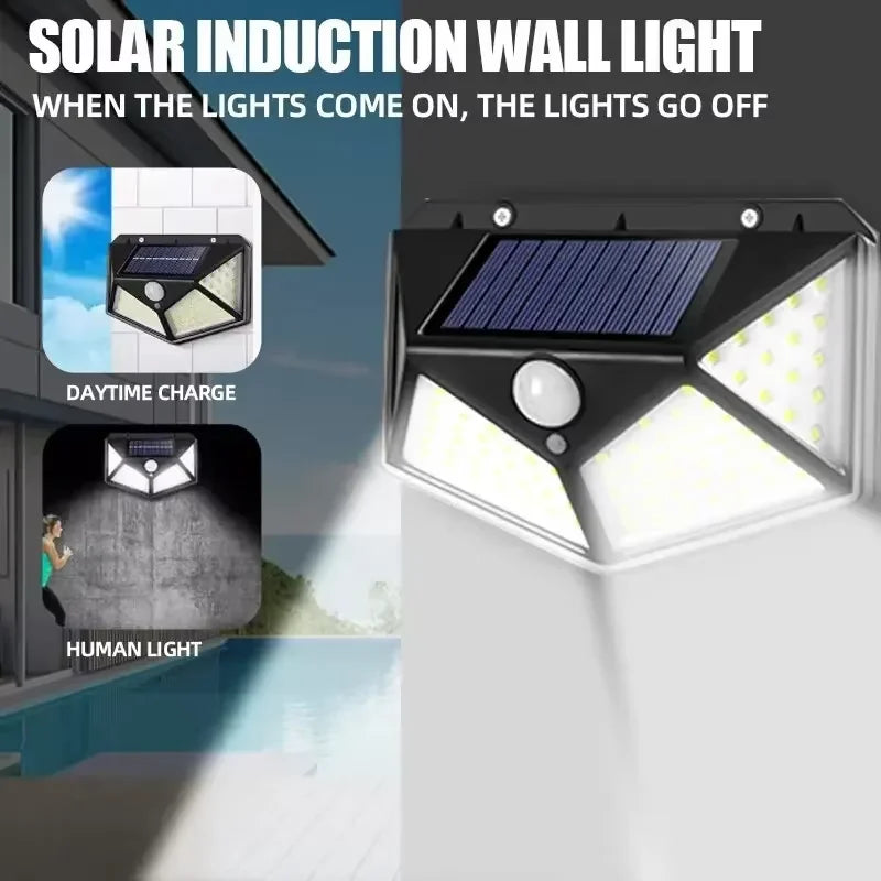 100LED Solar Motion Sensor Outdoor Wall Light – IP65 Waterproof