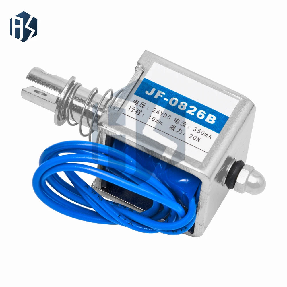 JF-0826B Open Frame Push-Pull Solenoid – 10mm Stroke 20N Force, 6V/12V/24V DC Multi-Voltage for Industrial Applications Zpaxo