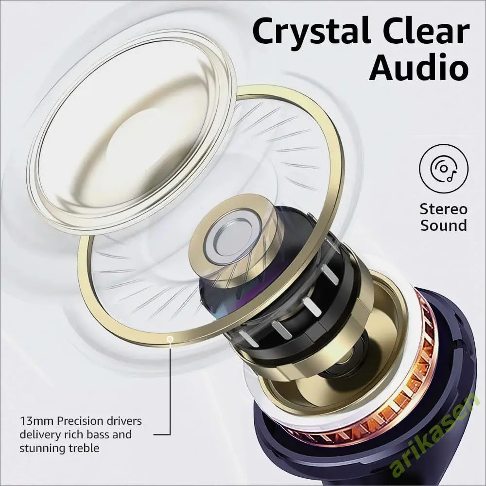 ANC Earphones Bluetooth 5 3 Hybrid 43dB Noise Cancellation Wireless