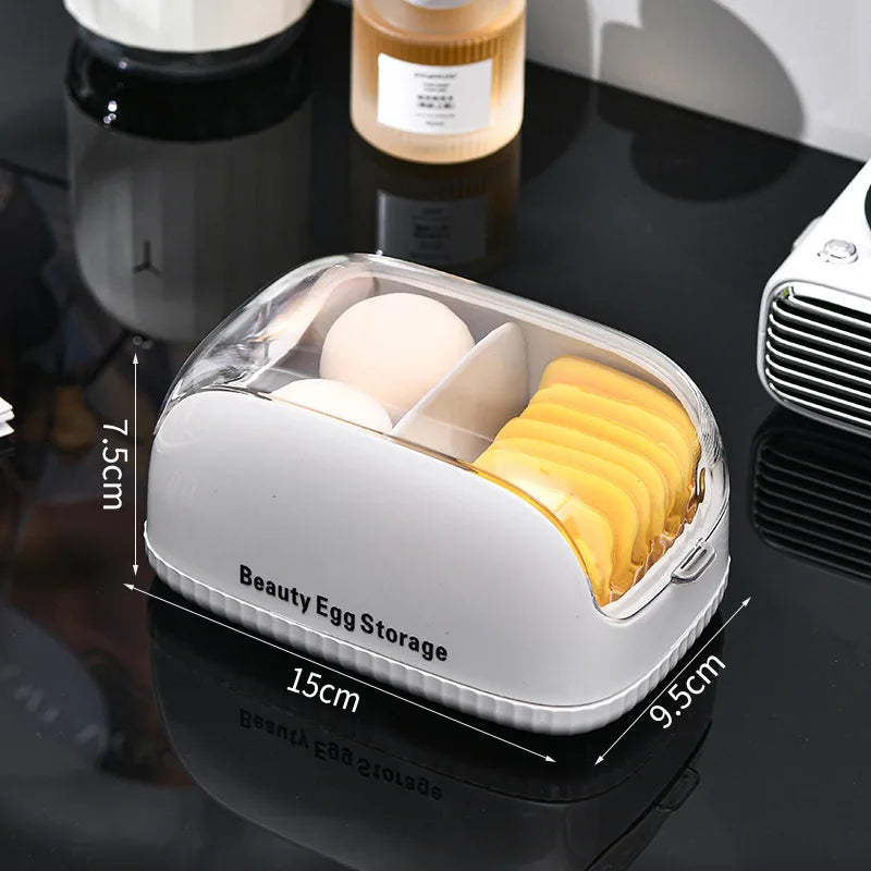 Makeup Egg Storage Box Cover Dustproof Dressing Table Lipstick Air Cushion Storage Rack Divided Portable Powder Puff Storage Box Zpaxo Transparent
