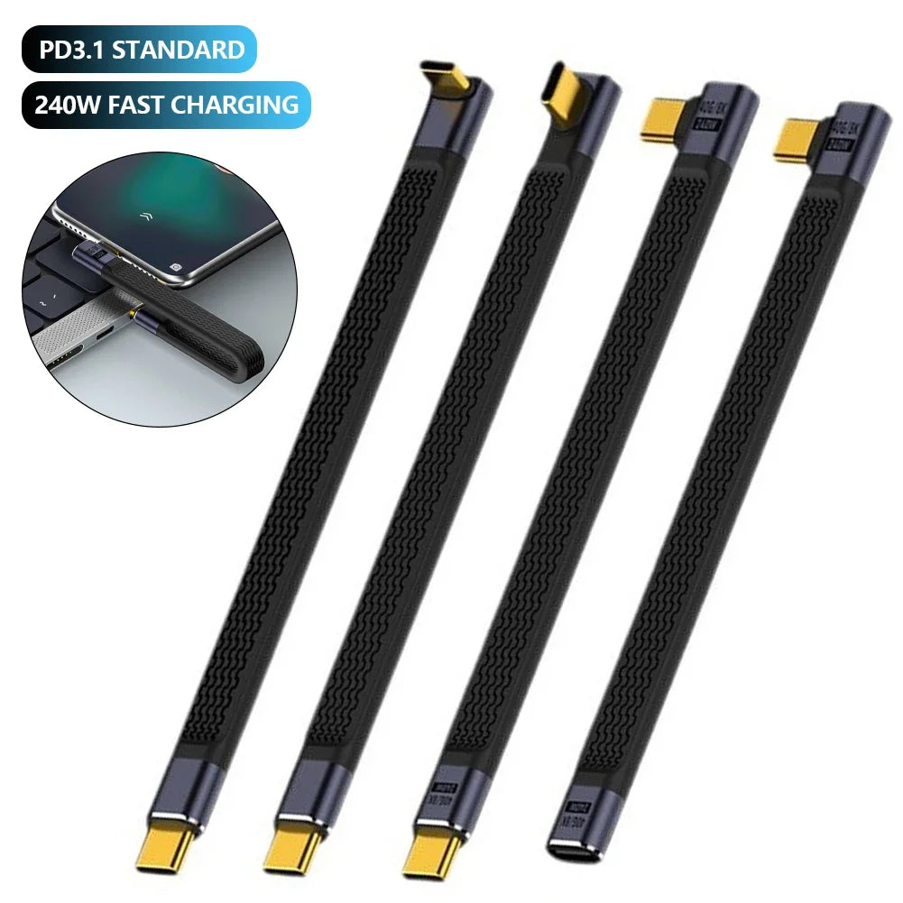 USB4 90° Elbow Type-C Cable – 240W, 40Gbps, Thunderbolt 4