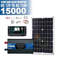 SOECOPO 15000W Pure Sine Wave Inverter（12V To 110V/220V） Portable Solar System Kit 500W Panel 100A Controller for Camping/Home Zpaxo 12V To 110V 60Hz