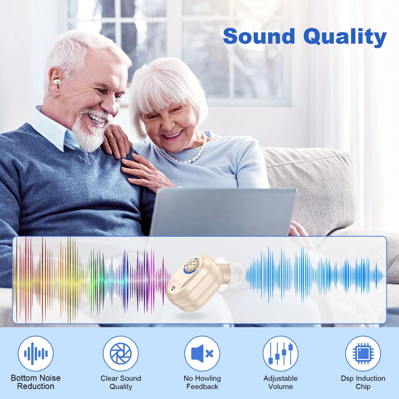 CIC Elderly Hearing Aid Rechargeable Mini Wireless Amplifier