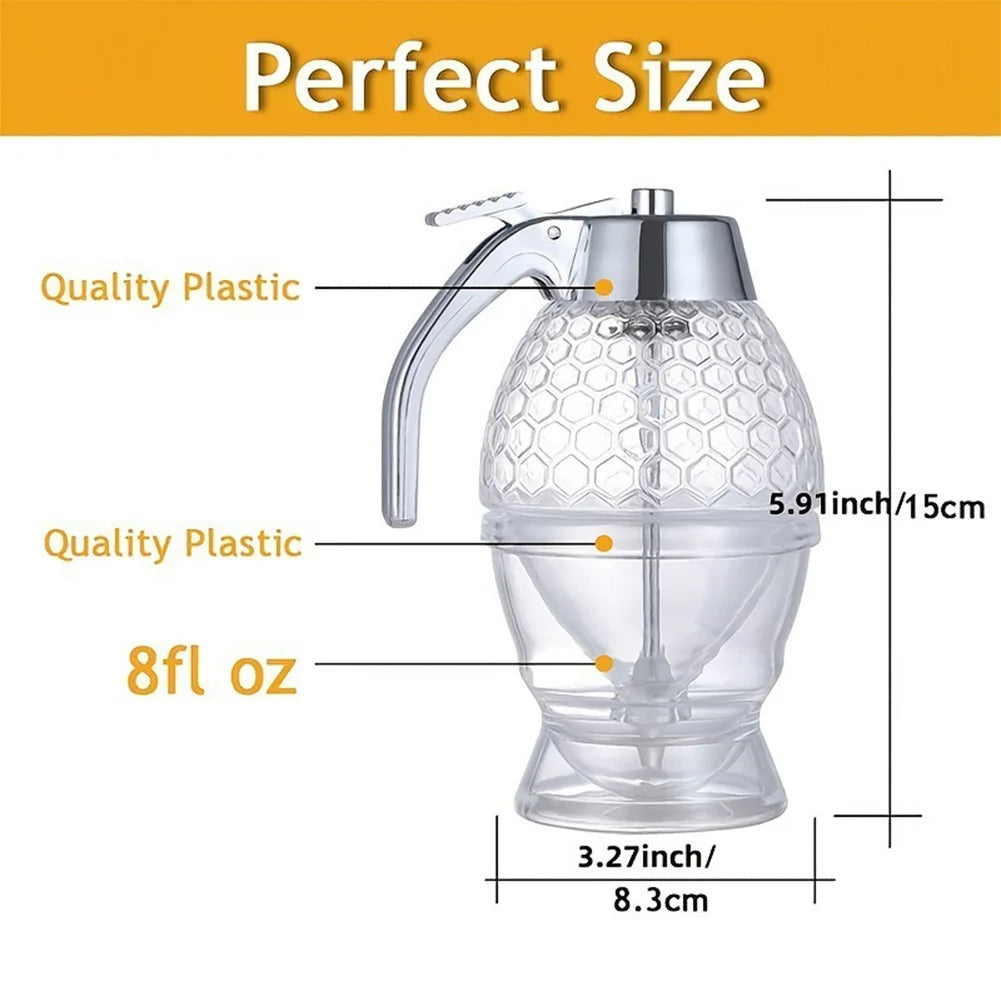 Syrup Dispenser No Drip Container Honey Comb Shaped Jar Sugar Juice