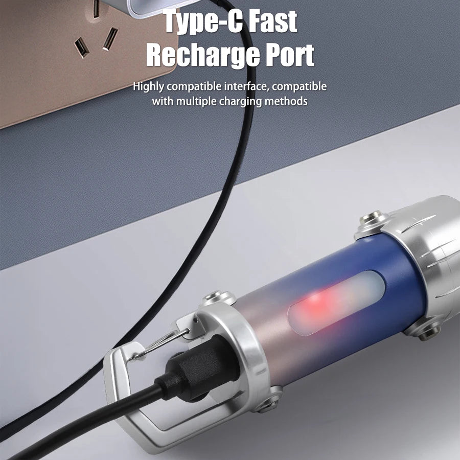 Mini COB Keychain Flashlight – USB-C Rechargeable, Red & Blue Strobe Keychain Flashlight Zpaxo