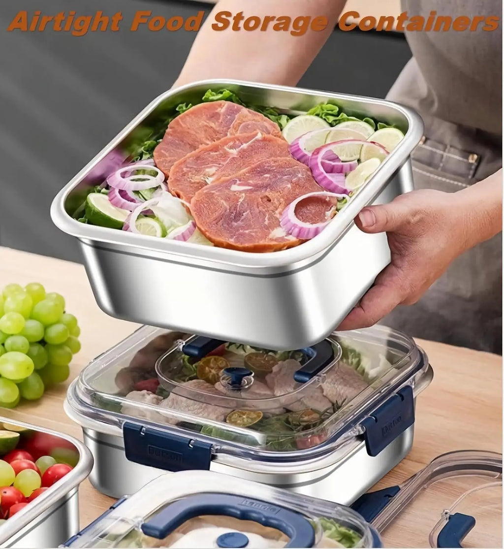 Airtight Stainless Steel Food Storage Container Lid Leakproof Lunch
