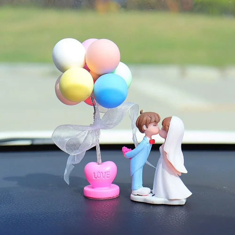 Get Married Car Ornaments Wedding Dress Resin Cartoon Couples Model Zpaxo