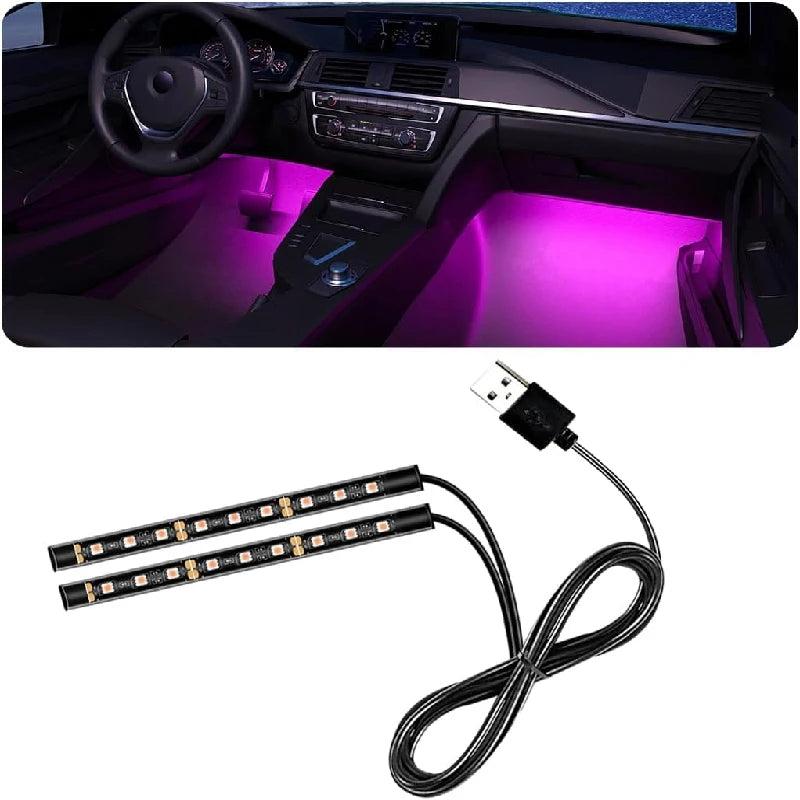 Car Interior LED Decorative Light Bar Ambient USB Cigarette Lighter