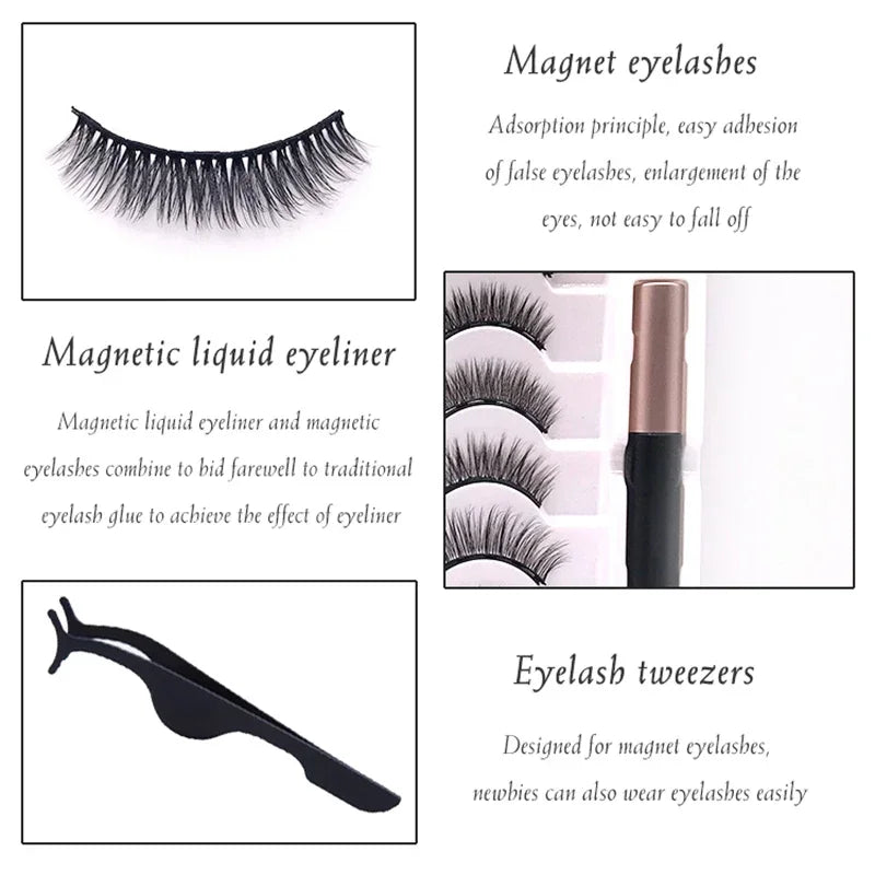 Magnetic Eyelashes Set Full Strip 5/7/10 Pair Natural Cilia False Eyeliner Dramatic Volume Thick Synthetic Eye Lashes Makeup Zpaxo