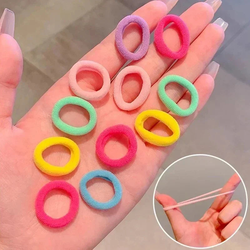 200-Pack Colorful Nylon Elastic Hair Bands & Ponytail Ties