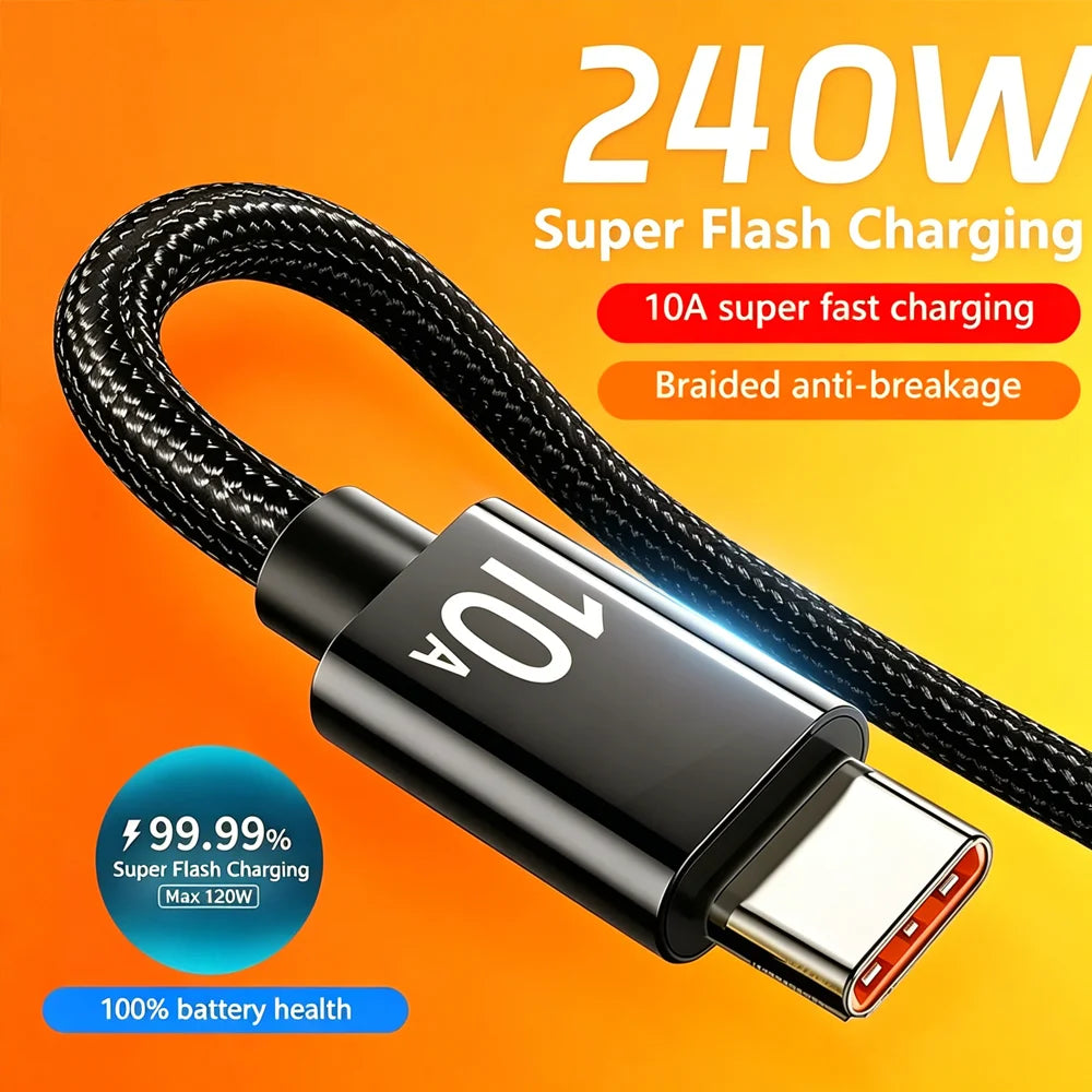 240W USB-C Fast Charging Cable 6A – 0.3m to 3m for Android USB-C Charging Cable Zpaxo