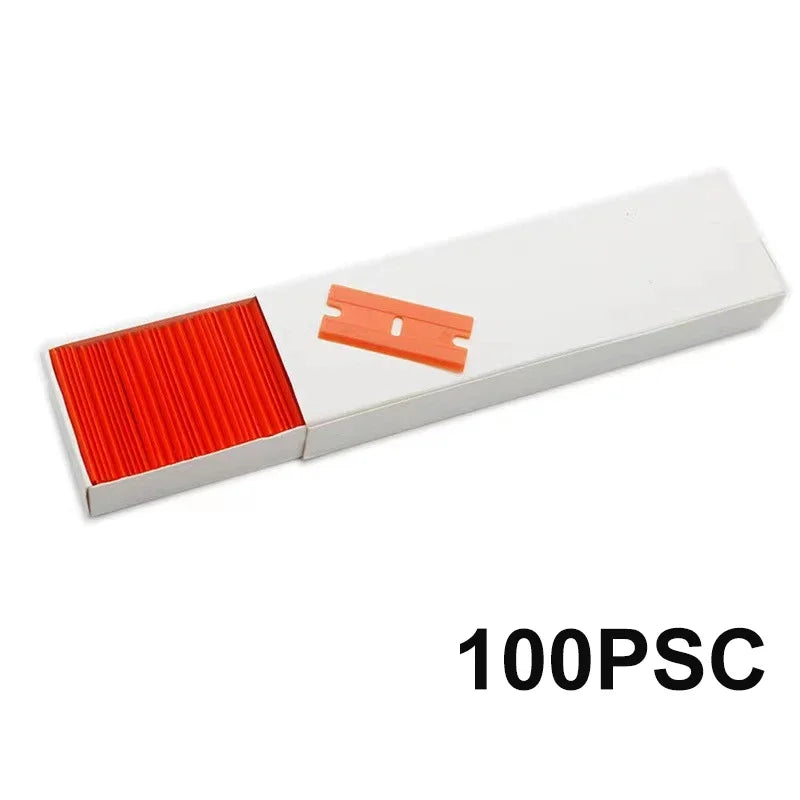 100-Pack Plastic Razor Blades – Sticker & Glue Scraper Tool