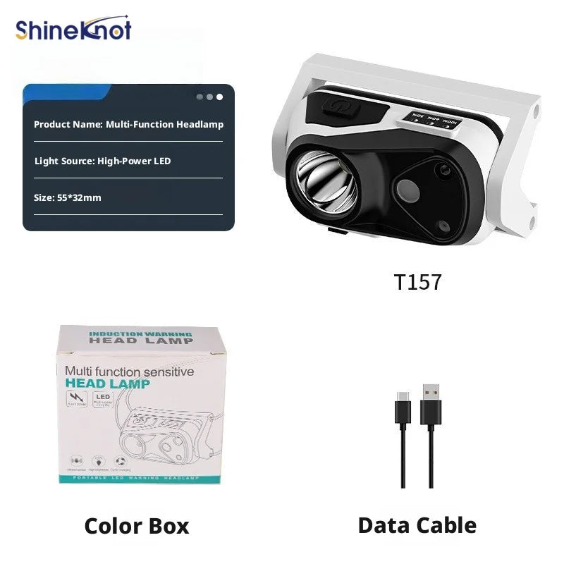 SHINEKNOT Rechargeable Induction Headlamp | 180° LED Headlight Rechargeable Headlamp Zpaxo WHITE China Mainland