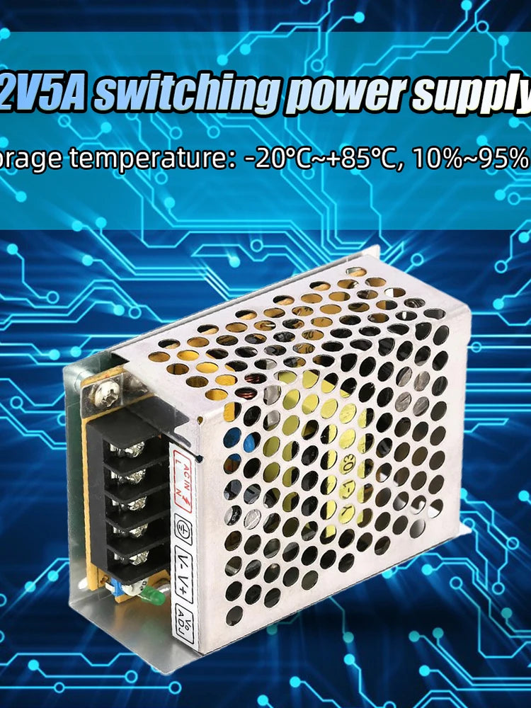 12V 5A Power Supply Adapter 60W Switching 220 AC DC LED Strip