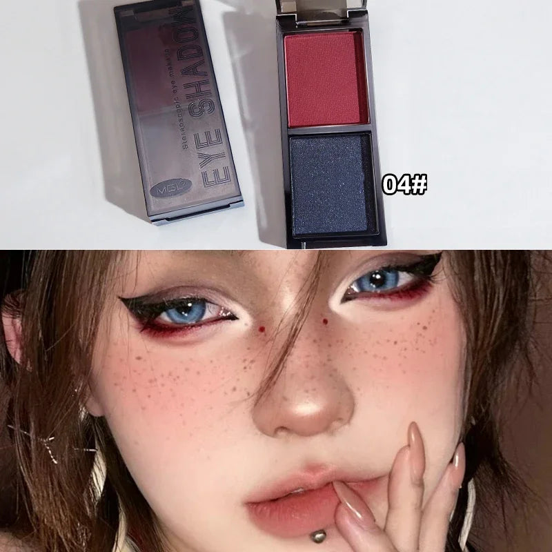 Two-color Black Red Eyeshadow Palette Multifunctional Makeup Silky