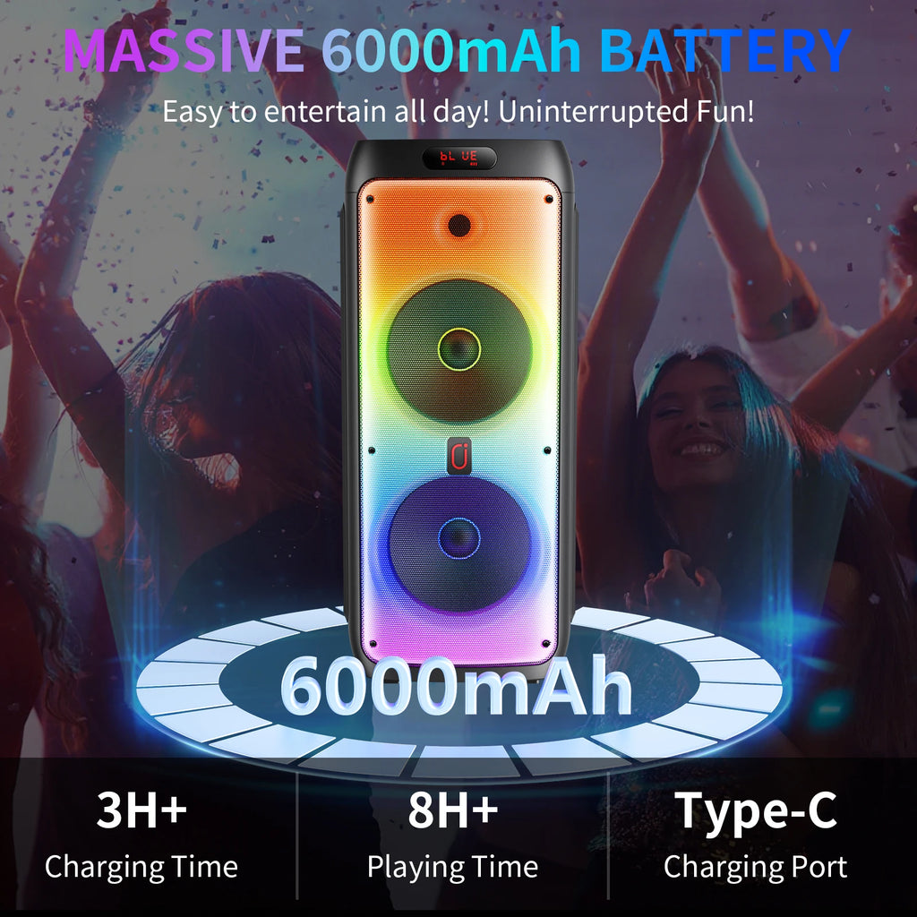 T38 Large Bluetooth Speaker Wireless Wheels Push Rod 6000MAH Karaoke