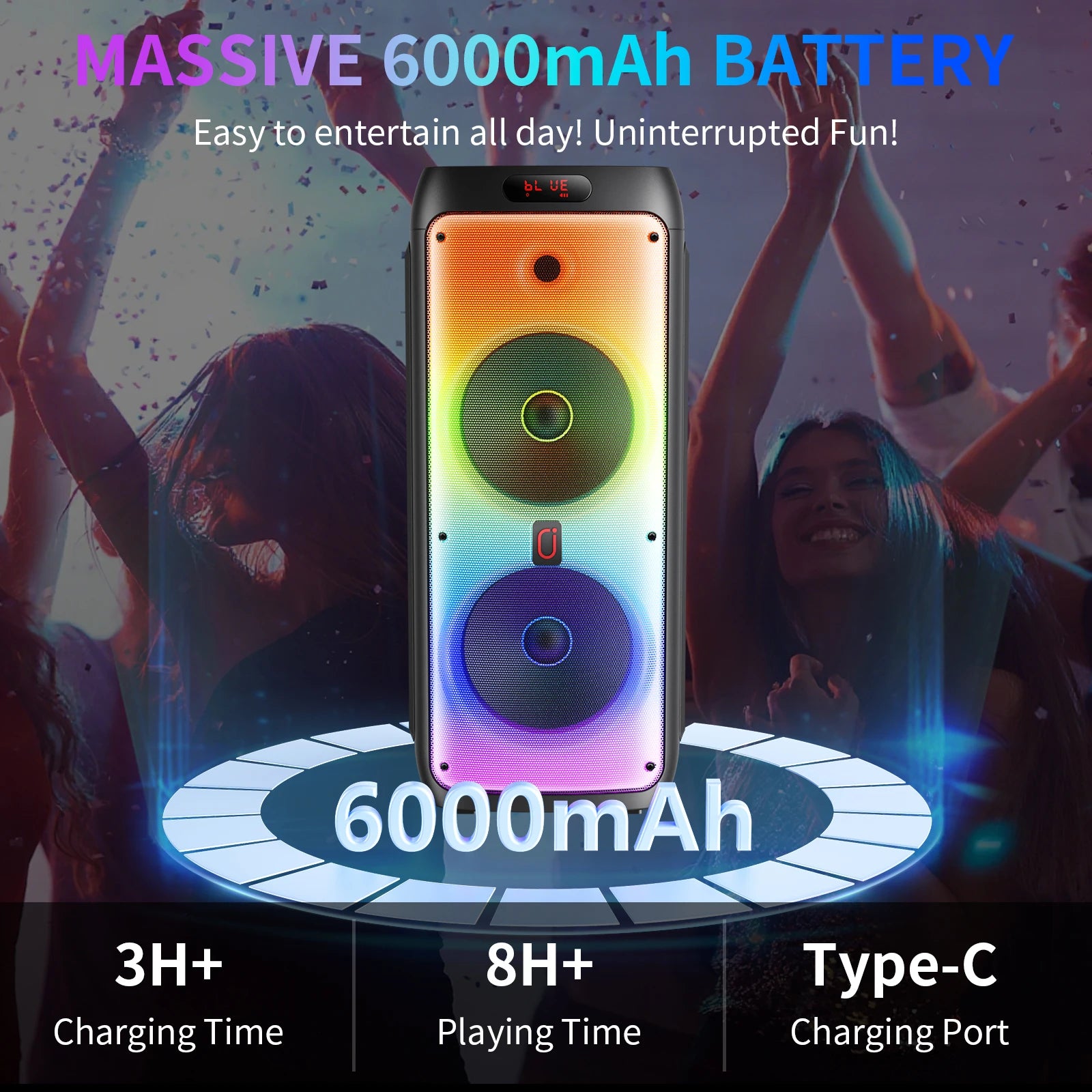 T38 Large Bluetooth Speaker Wireless Wheels Push Rod 6000MAH Karaoke