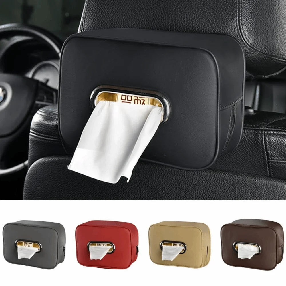Leather Car Tissue Box Paper Bag Adjustable Sun Visor Minimalist Zpaxo