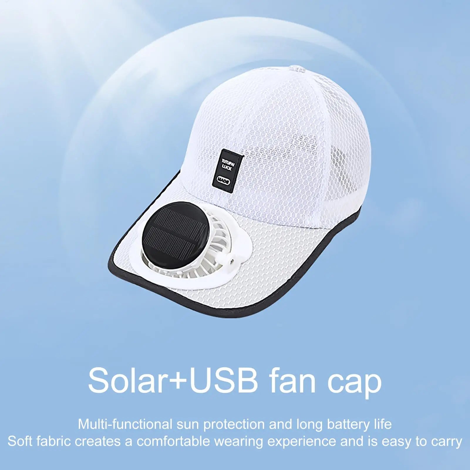 Solar Powered Fan Hat Baseball Breathable Beach Cooling UV Protection