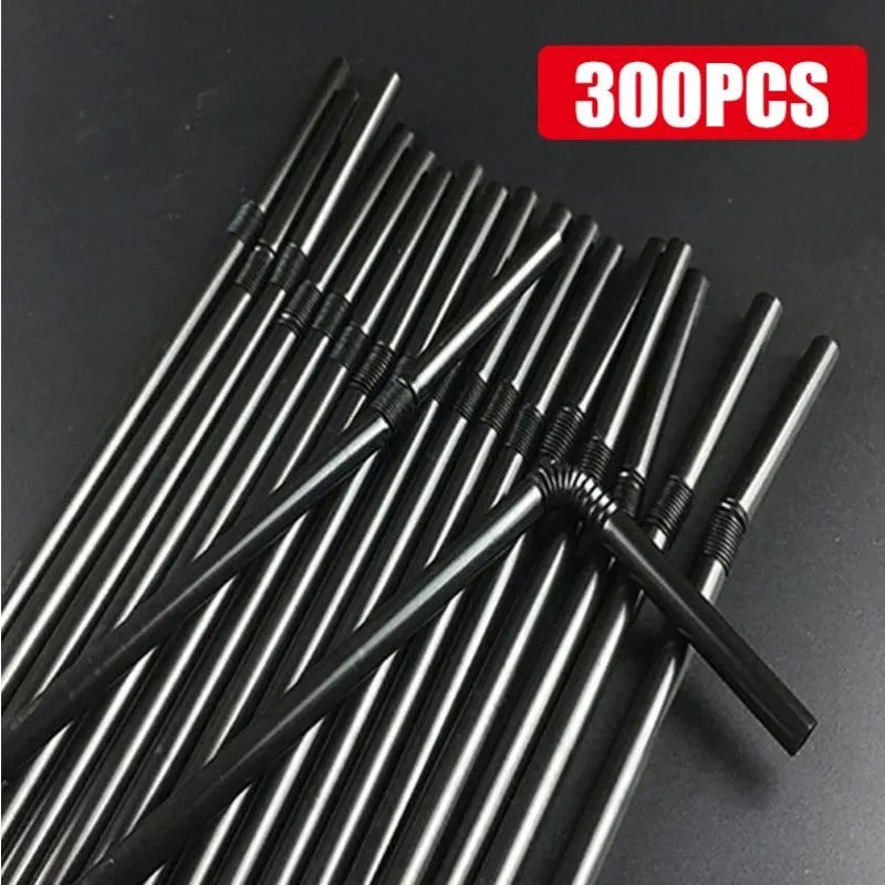 100Pcs Colorful Bendable Straw Drinking Kunststof Straw for Milk Tea Bar Party Rietjes Drinking Wedding Kitchen Beverage Straws Zpaxo black3
