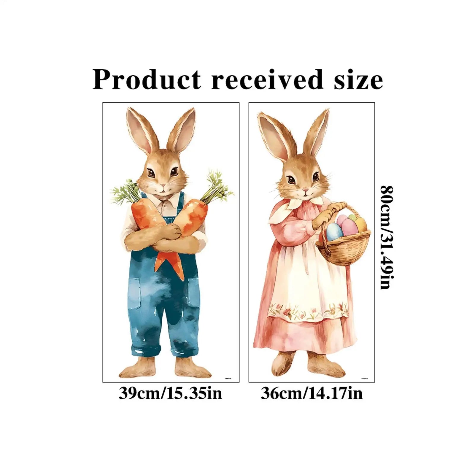 Easter Window Decals 2 Large Static Sticker 39x80cm Removable Cute