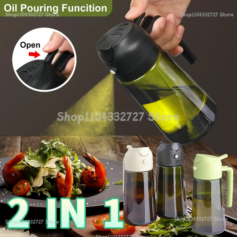 Oil Cruet Olive Oil Dispenser Sprayer for Cooking 2 in 1- Spray and Pour Dark Green Oil Sprayer Bottle 500ml Spice Rack Zpaxo