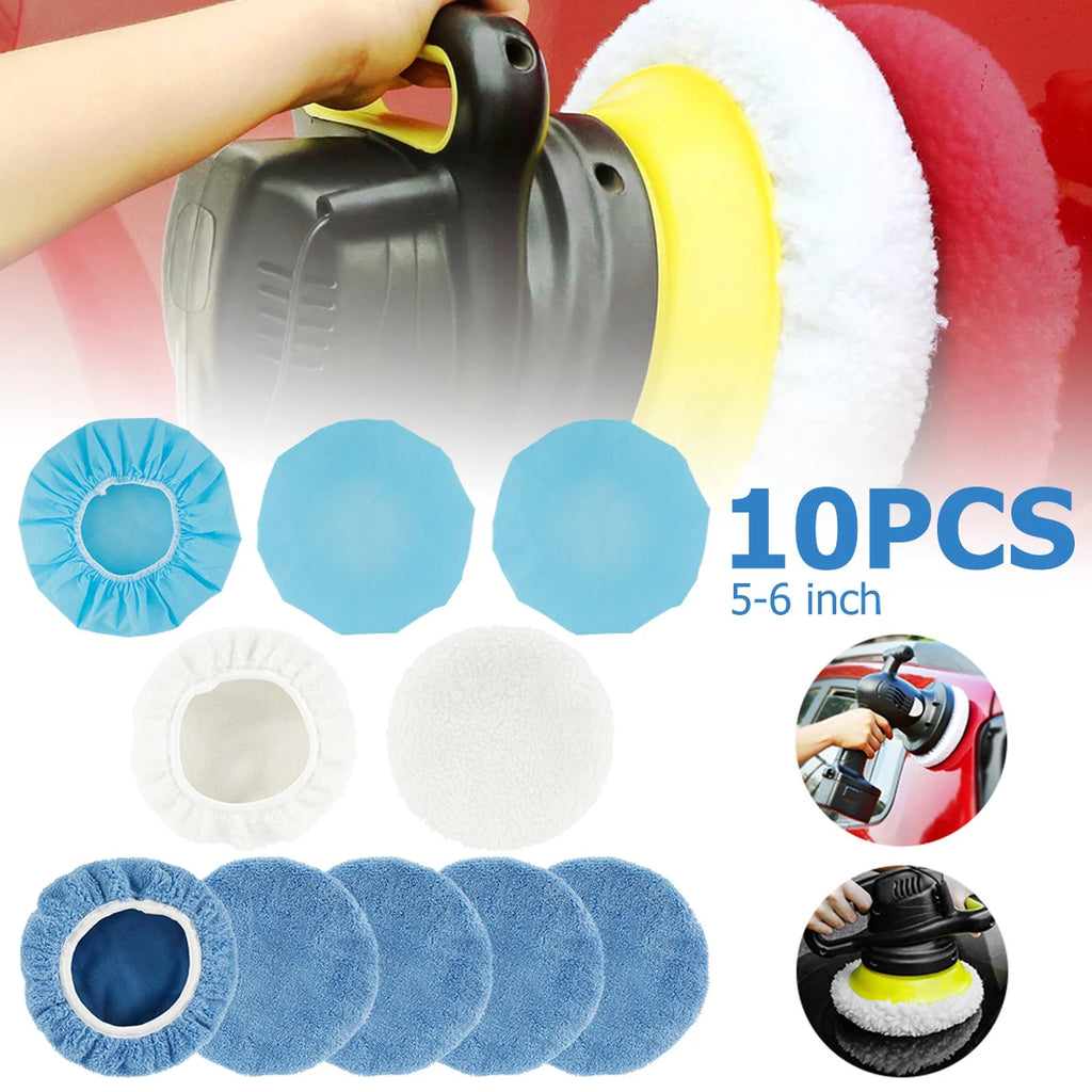10PCS Polishing Pads Elastic Adjustable Anti-slip Polishing Bonnet Car Wax Cover Kit Buffer Buffing Pad Detail Clean Accessories Zpaxo
