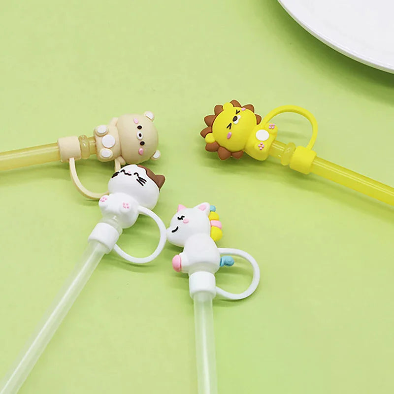 Silicone Sealing Straw Plug Reusable Drinking Dust Cap Cartoon Plugs Zpaxo