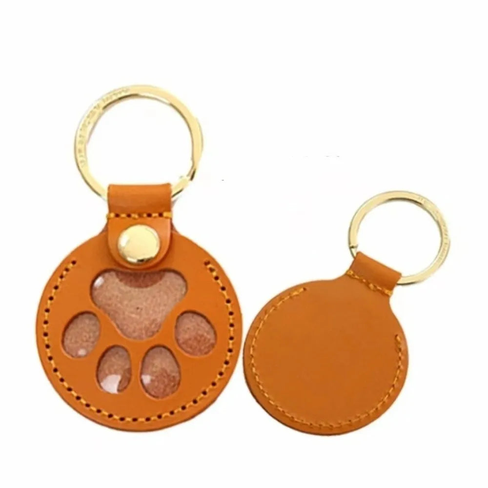 Cat Dog Claw Pet Hair Storage Bag Puppy PU Leather Pet Hair Keychain DIY Handmade Memorial Dogs Paw Pendant Hanging Accessory Zpaxo StyleB Orange