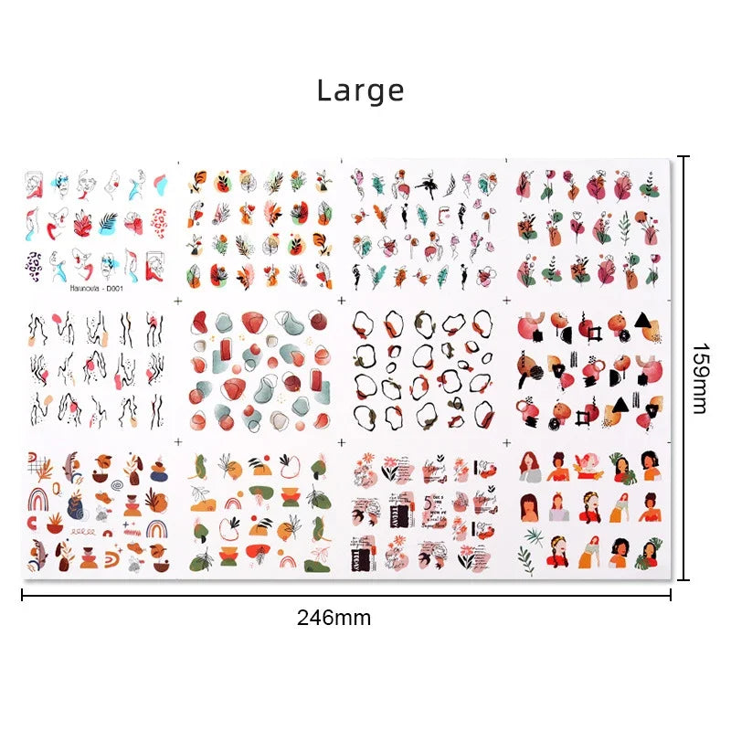 Nail Sticker Abstract Women Face Flower Leaf DIY Sliders for Nail Inscriptions Manicure Nail Art Decoration Water Transfer Decal Zpaxo