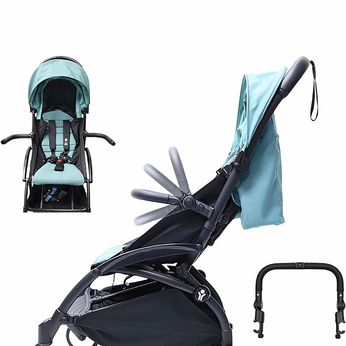 Stroller Bumper Bar Adjustable Angle Replacement Armrest Detachable Handlebar Crossbar Stroller Accessory with Smooth Leather Zpaxo
