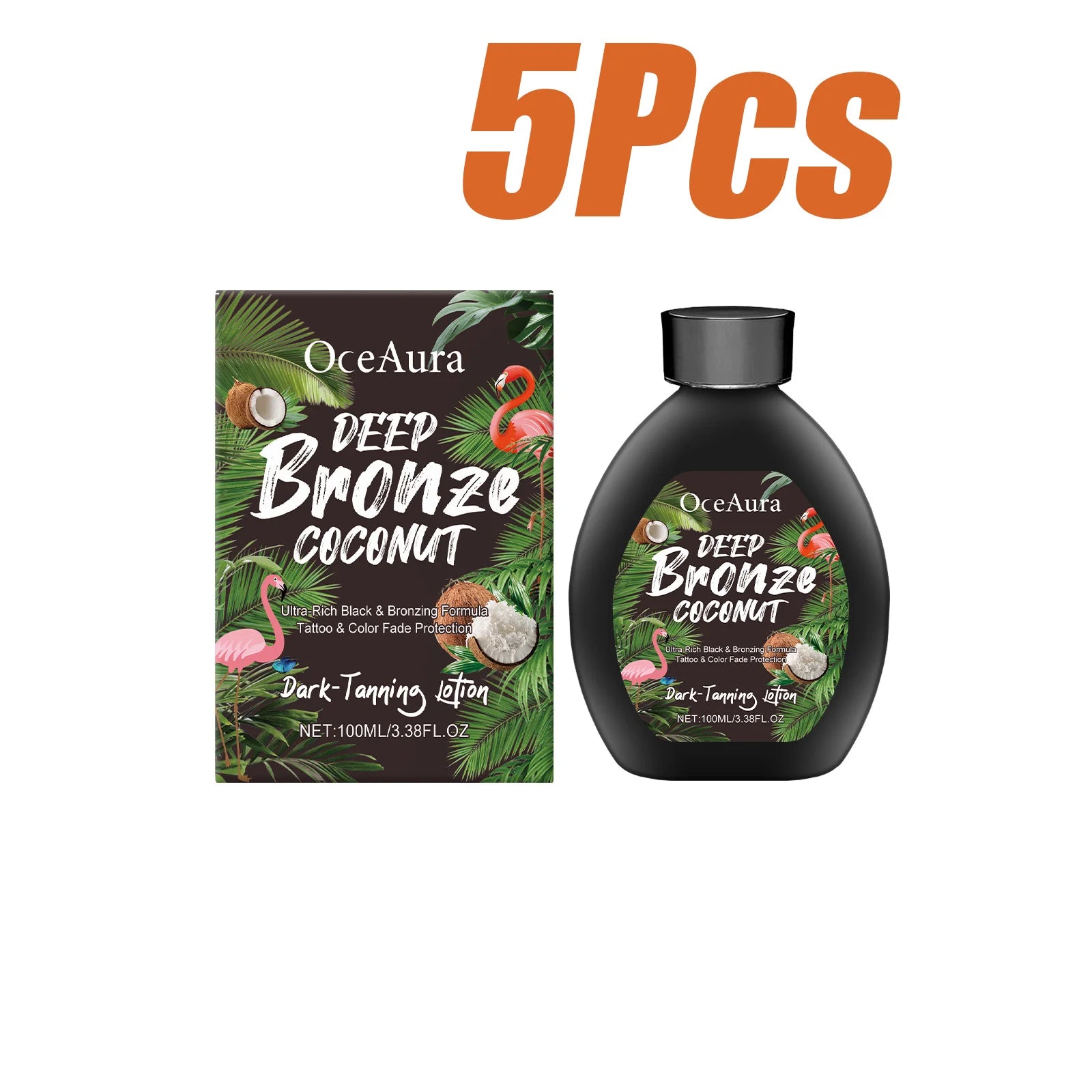OceAura Coconut Oil Dark Tanning Lotion – Bronze Accelerator Tanning Accelerator Lotion Zpaxo 5 x 100ml Boxed