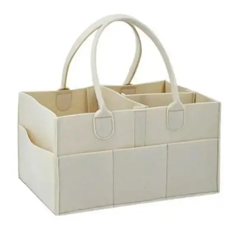 Children's Felt Diaper Storage Bag Baby Miscellaneous Toys Diapers Large Capacity Felt Diaper Bag Zpaxo WHITE