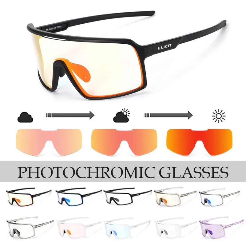 Photochromic Cycling Glasses Sunglasses Men Women Mountain Bike Road Eyewear UV400 Bicycle Riding Outdoor Sports Hiking Goggles Zpaxo