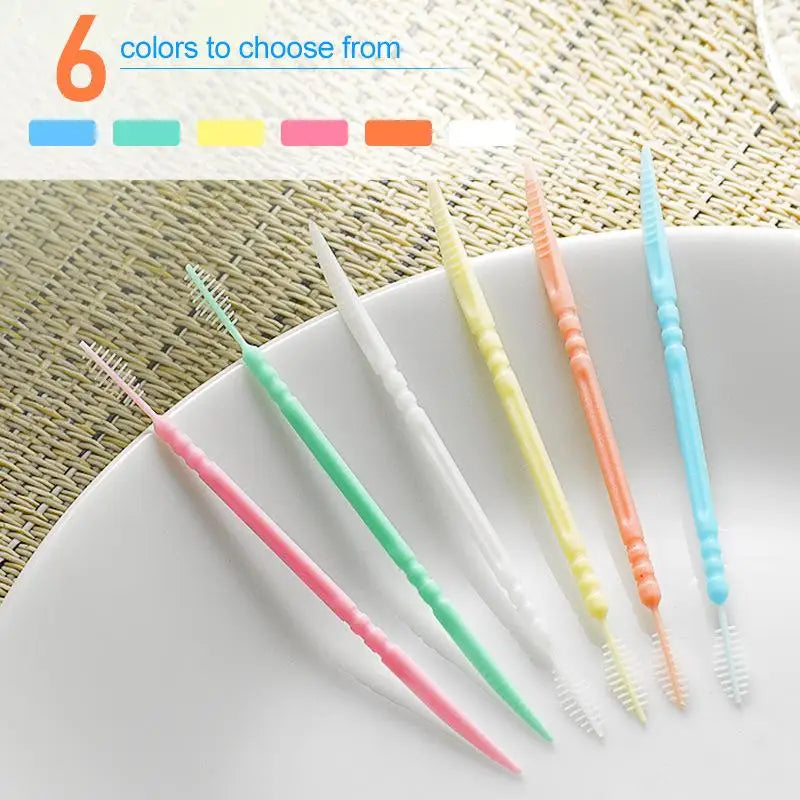 100-Pack Disposable Double-Head Plastic Toothpicks – Portable Box