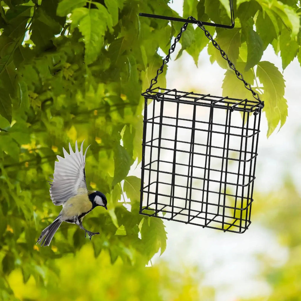 Suet Feeder Wild Birds Wire Metal Cage Fat Ball Bird Balcony Garden