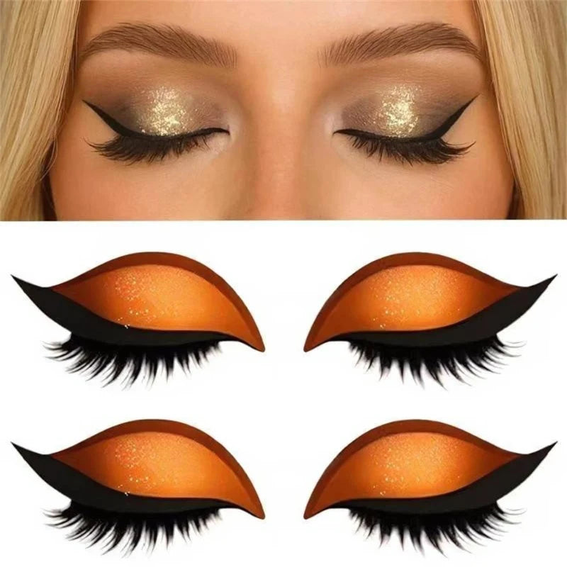 1/2 Pair Reusable Lazy Eye Shadow Eyelash Patch 2-In-1 Eyes Makeup Sticker With False Lashes &Eyeshadow Waterproof Cosmetic Tool Zpaxo 2Pairs Orange