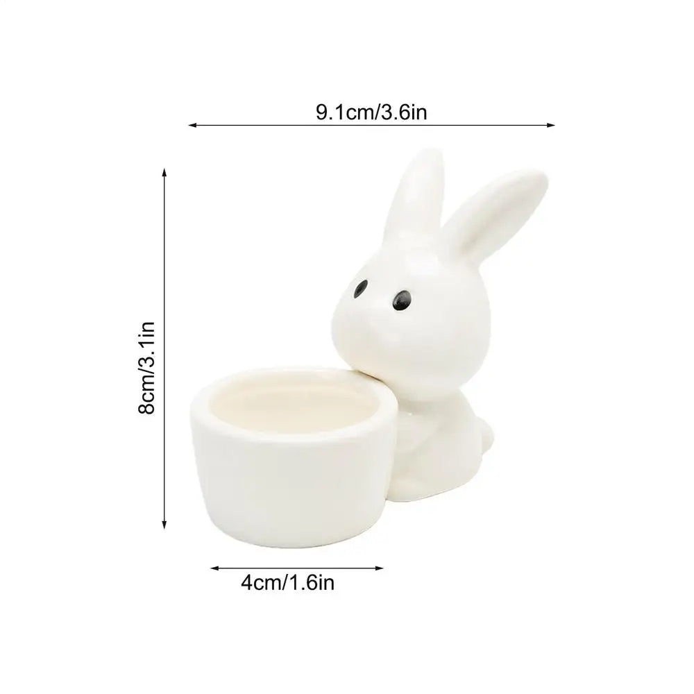Bunny Candleholder White Cute Easter Egg Stand Decor Banquet